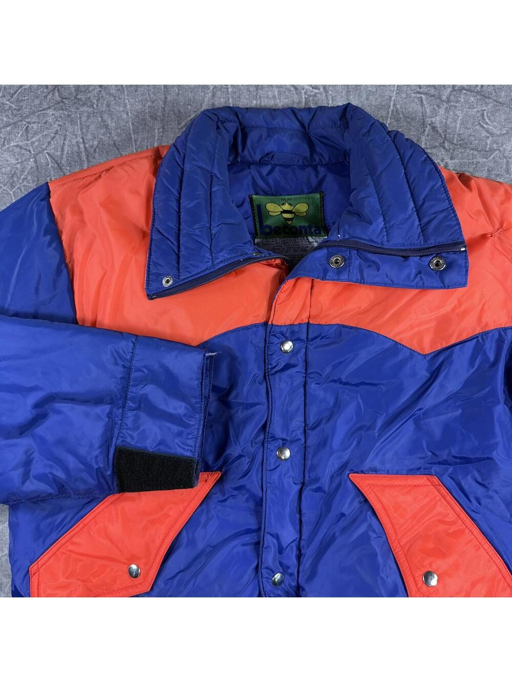 Beconta Jacket Men's L Blue Red Puffer Vintage
